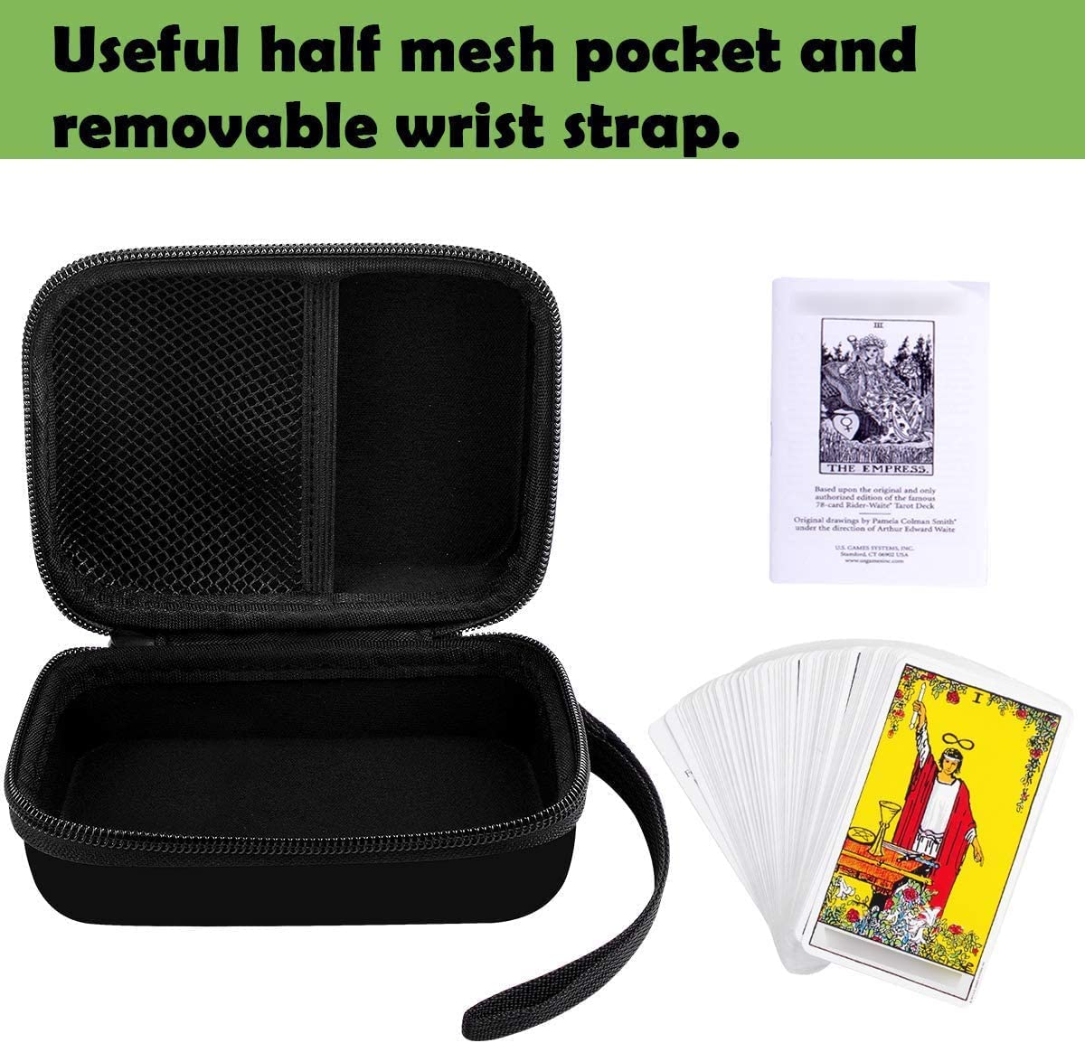 Carrying Case for Rider Tarot Deck Cards, Classic Tarot Cards Set Storage Box, Card Deck and Guidebook Rune Purse Organizer Hold