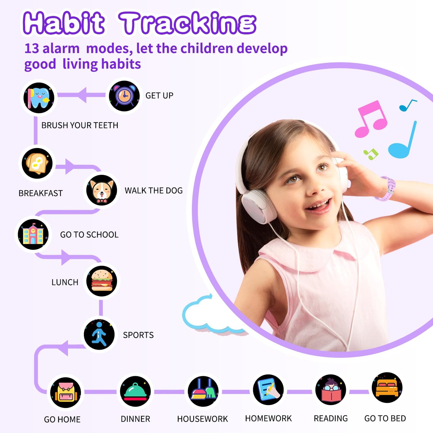 Cosjoype Kids Smart Watch Girls Age 5-12, 26 Games High-Resolution Touchscreen With Video Camera Music Player Pedometer Flashlight 12/24 Hr Educational Toys Birthday Gifts For Girls Ages 6-12