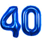 40 Inch Number 40 Balloon Blue Jumbo Giant Big Large Number 40 Foil Mylar Blue Balloons 40Th Birthday Party Anniversary Decorati