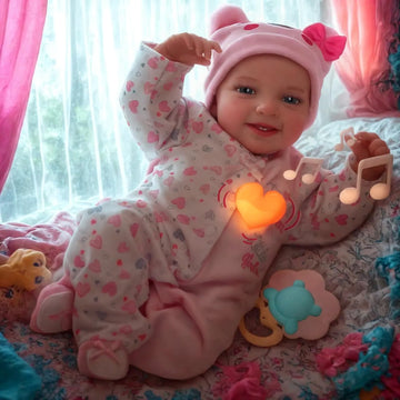 Babeside Reborn Baby Dolls With Heartbeat, Coos & Breathing - Leen, 20-Inch Sweet Smile Realistic-Newborn Baby Dolls Soft Body B