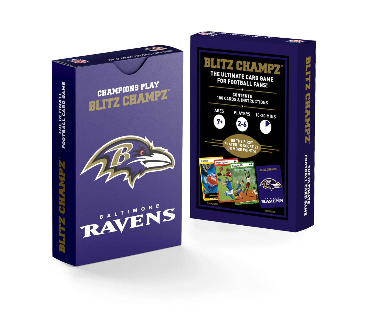 Blitz Champz Baltimore Ravens Card Game | Football Card Games For Boys And Girls | Nfl Gifts For Ravens Fans And Kids | Fun Fami