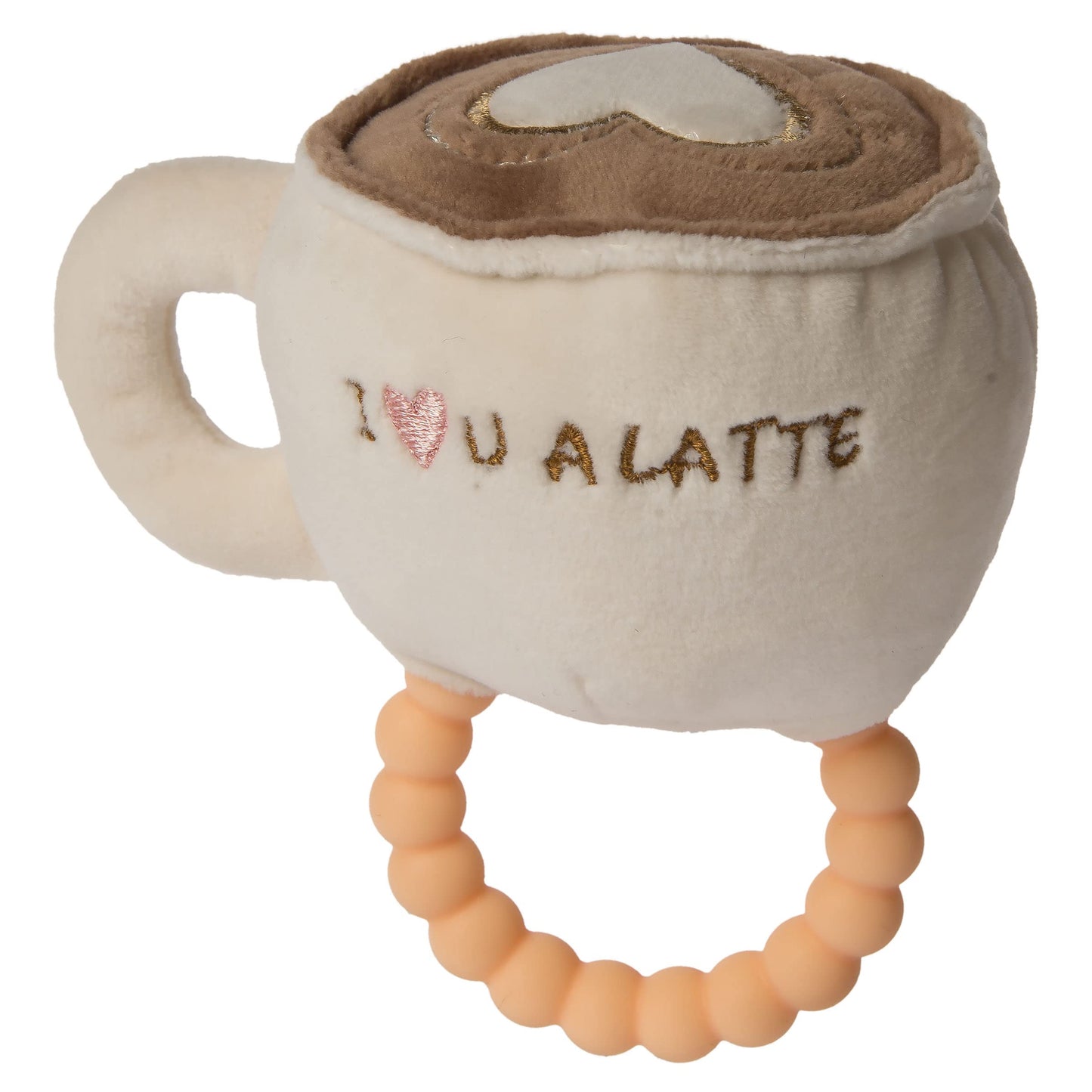 Mary Meyer Sweet Soothie Soft Baby Rattle With Teether Ring, Latte