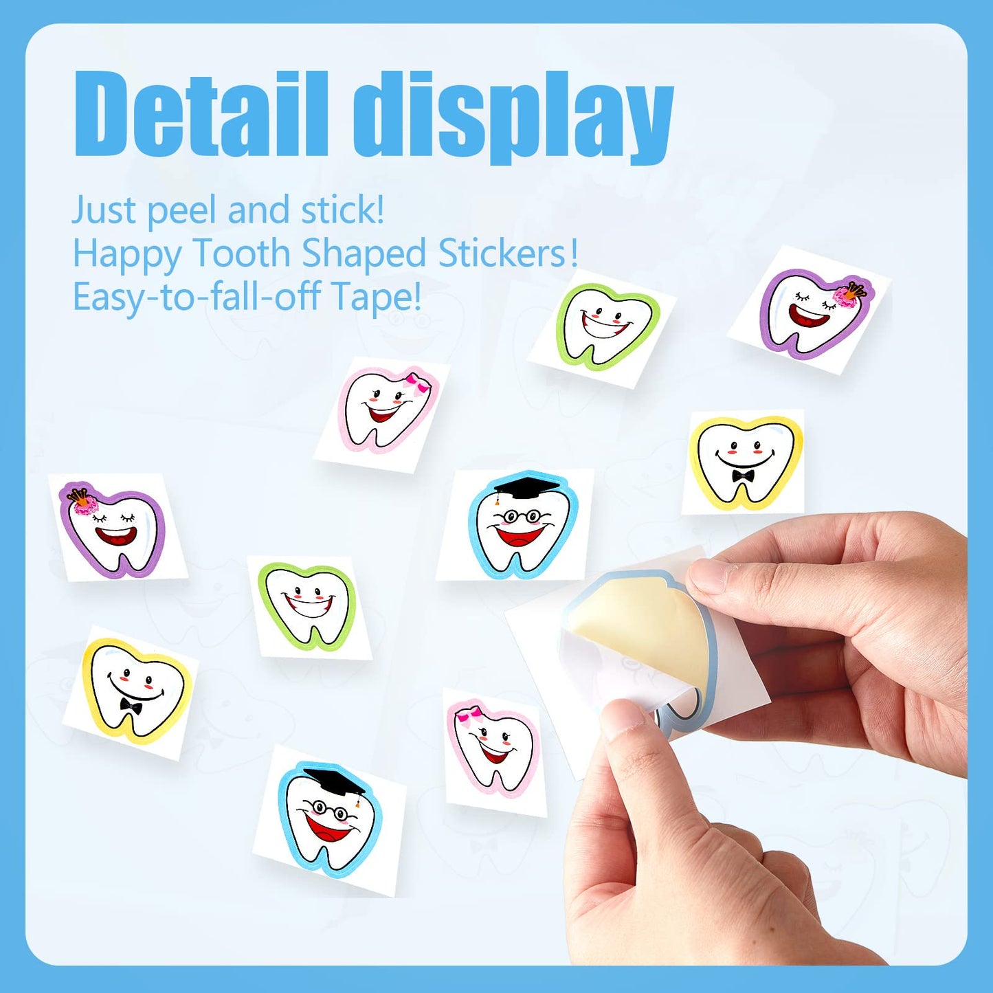 300 Pcs Tooth Stickers Funny Teeth Sticker Tooth Shaped Dental Stickers for Kids Classroom Party Prizes Car Office Wall Laptop W
