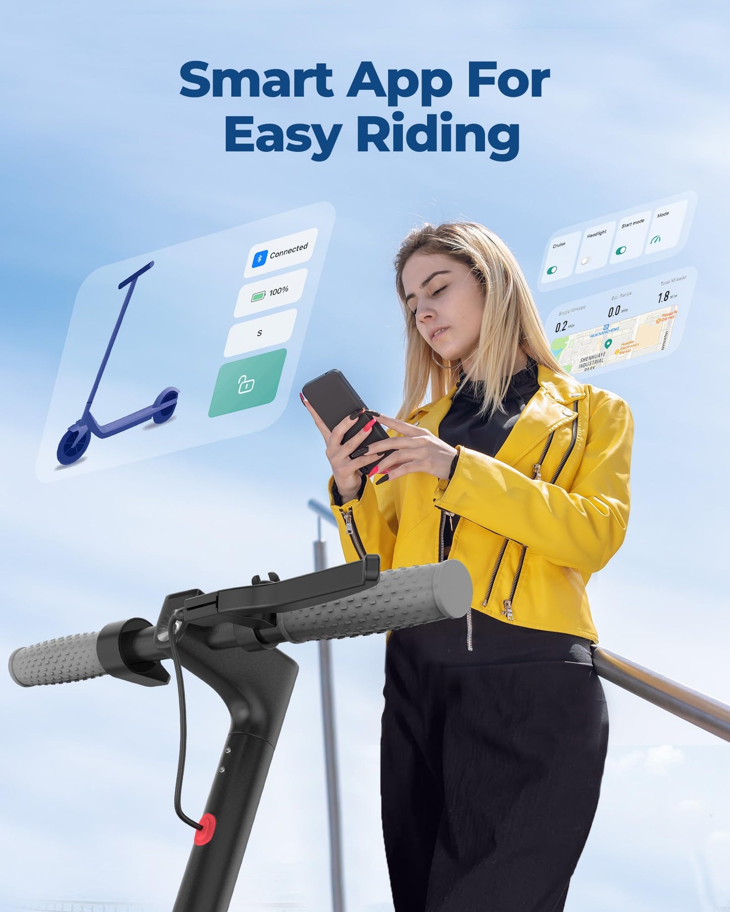 Volpam Electric Scooter, Powerful 350W-500W Motor, 21Miles Long Range, Top Speed 19/21 Mph, 8.5 '' /10 ' 'Solid Tires, Cruise Co