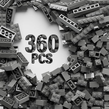 360 Piece Dark Gray Classic Building Blocks Bulk, 7 Sizes Building Bricks Assortment Pack, Compatible with Lego Parts and Pieces