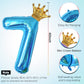 40 Inch Light Blue Number 7 And Mini Crown Balloon For 7Th Birthday Party Decorations, Light Blue Birthday Party Balloons Decora