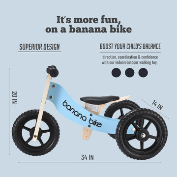 Banana Bike Balance Bike Wooden - Toddler Balance Bike For 1+ Year Old Kids - Eco-Friendly Kids' Balance Bikes - First Bike Gift