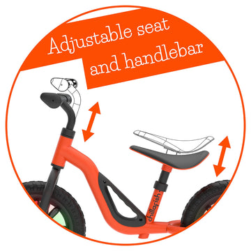 Chillafish Charlie Glow Lightweight Toddler Balance Bike Trainer With Light-Up Wheels For Children 18-48 Months, Learn To Ride With 10-Inch No-Puncture Tires, Adjustable Seat And Carry Handle, Orange