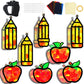 32 Sets Back to School Apple Pencil Suncatchers Craft Kit DIY Window Stained Glass Effect First Day of School Paper Craft Home C