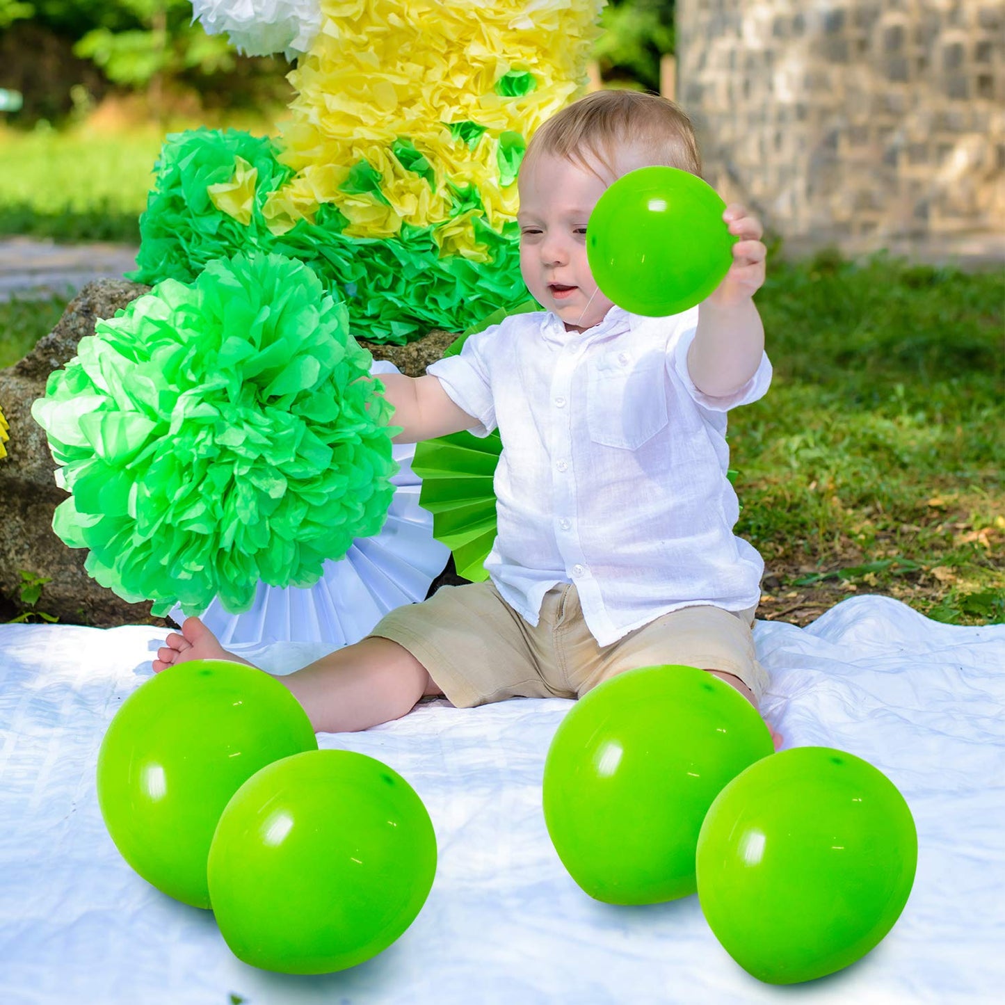 48 Pieces Neon Green Balloons Green Lime Latex Balloons for Halloween Baby Shower Gender Reveal Birthday Wedding Graduation Jung