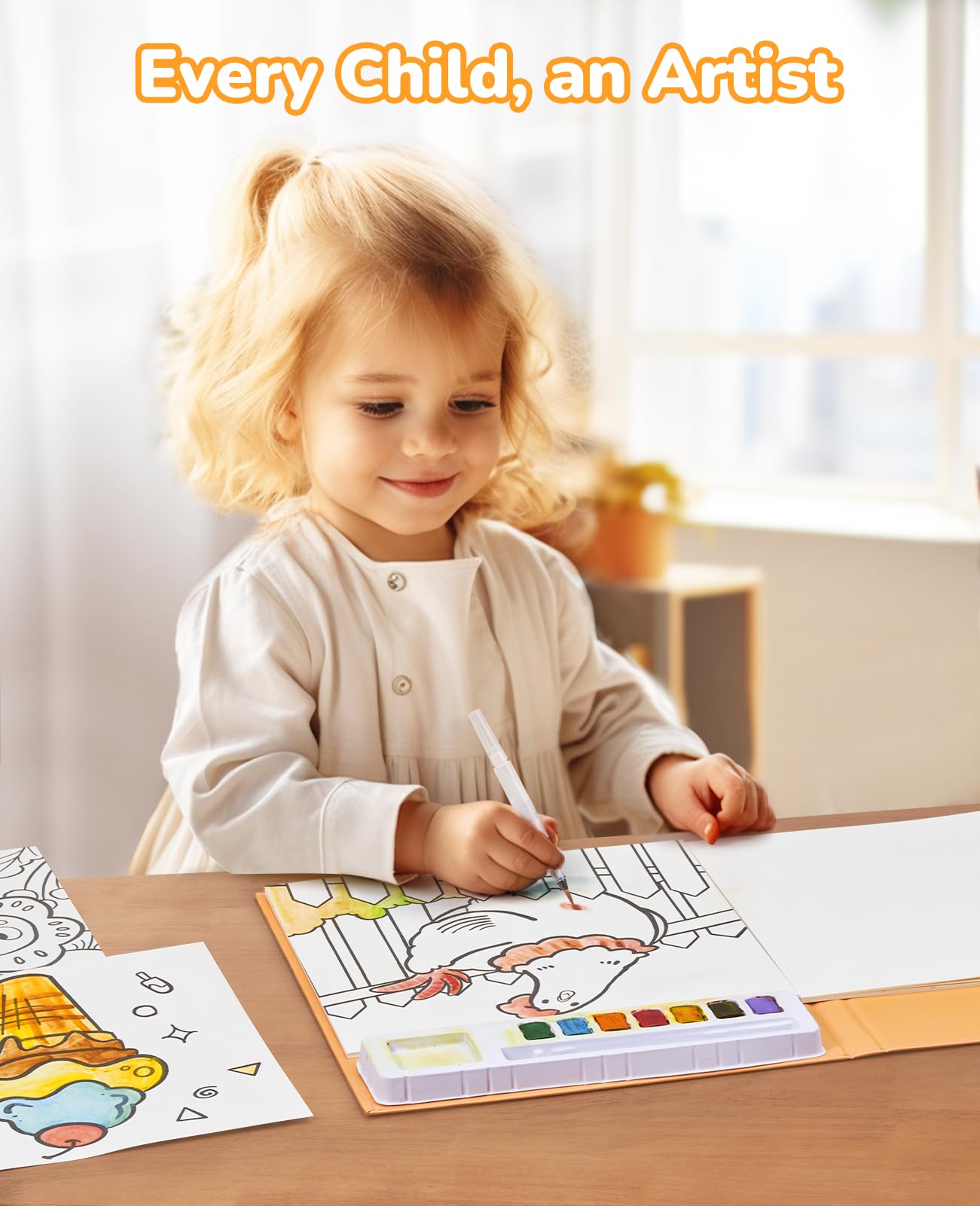 JoyCat Paint with Water Coloring Books for Toddler, Watercolor Painting Sets for Kids Ages 2-4, 4-8, Arts and Crafts Drawing Act