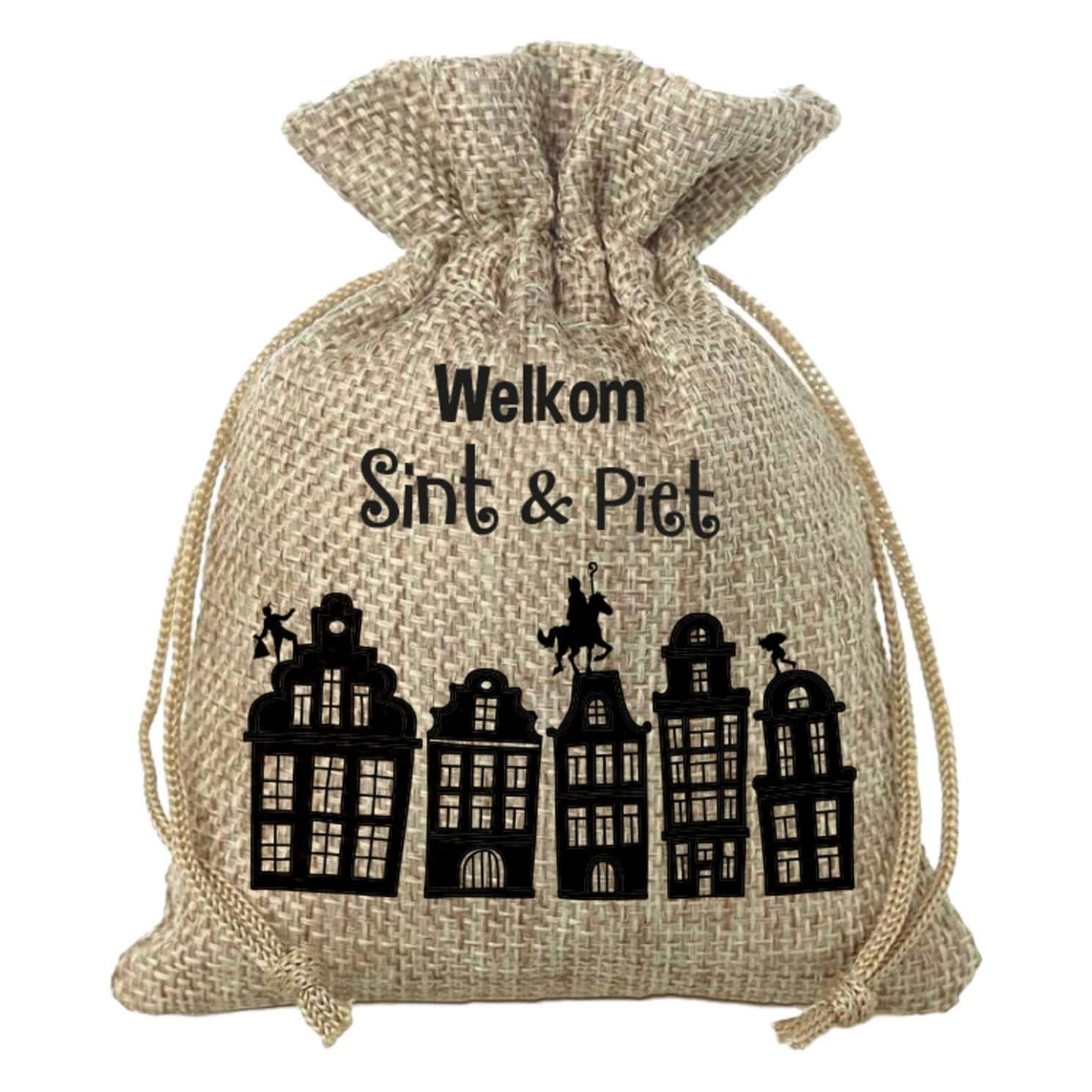 Folat 65695 Gift Bag Welkom Sint & Piet (NL) 18 x 25 cm Saint Nicholas Day, Beige