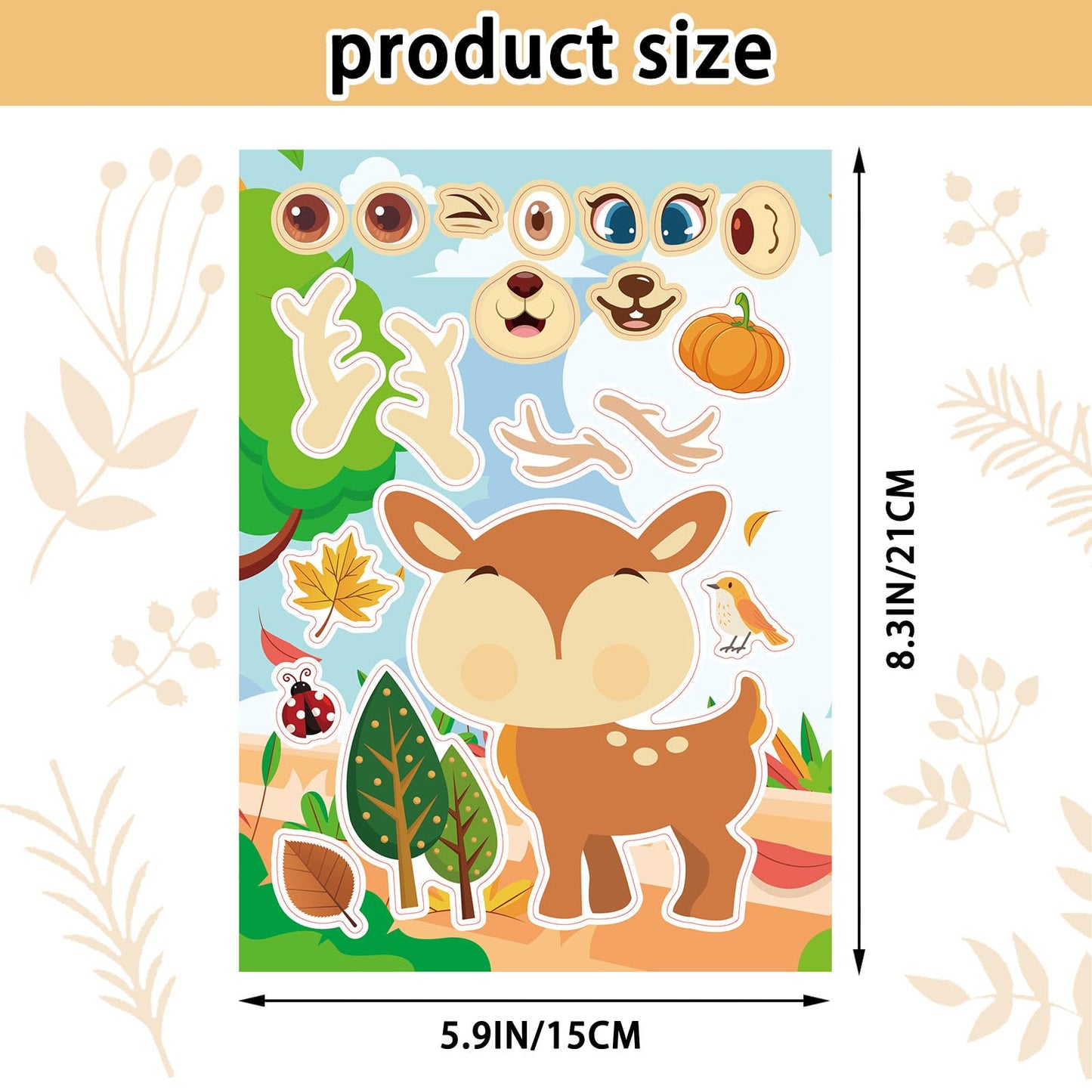 Kopokita 24 Sheets 8.3''  5.9'' Make Your Own Jungle Animal Stickers For Toddlers Kids Party Favors, Make A Face Stickers For Ki