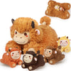 Kmuysl Highland Cow Stuffed Animal For Girls Ages 3 4 5 6 7 8+ Years Old, Mommy Cow Animals Plush Toys With 4 Baby Calves, Soft