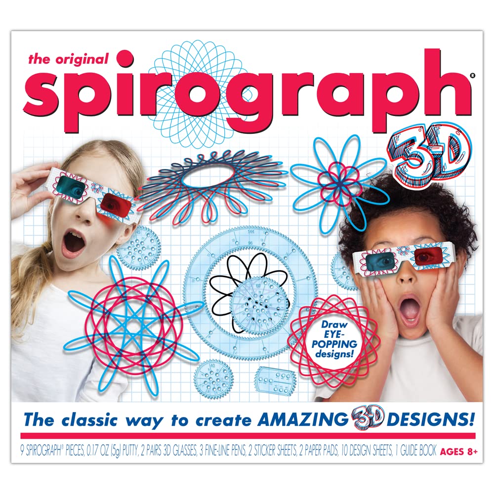 Spirograph 3D - The Classic Way to Make Amazing 3D Designs - See Your Designs Pop Off The Page! - Ages 8+