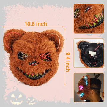 ZONESTA Bear Mask Halloween Costume,Animal Mask Scary Mask Bloody Plush Mask Creepy Masks Dress Up for Halloween Cosplay Party