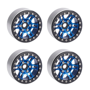 TCRC 4PCS Aluminum 1.9'' High Mass RC Beadlock Wheel Hubs for 1/10 RC Crawler Car TRAXXAS TRX4 TRX6 Axial SCX10 Tamiya CC01 (Blu