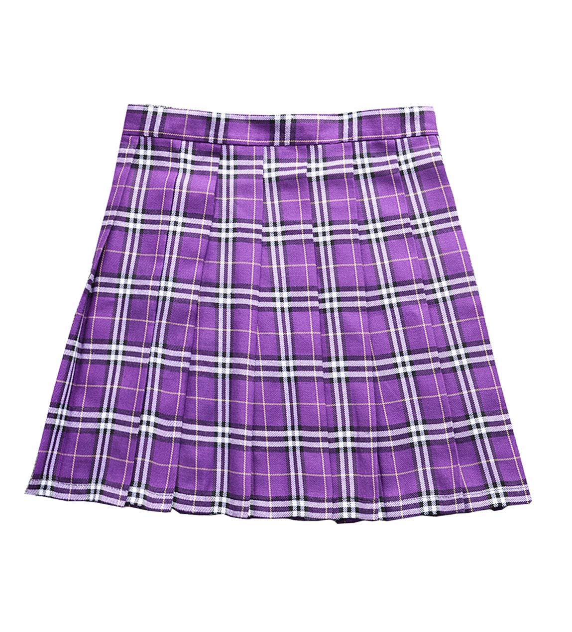 Beautifulfashionlife Girl'S High Waist Pleated Mini Skater Skirt Cosplay Costumes Skirts (M, Purple Mixed White)