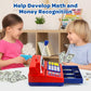 Pretend Play Calculator Cash Register - 73 Pcs Toy Cash Register, Microphone, Credit Card and Banking for Kids, Early Math Skill