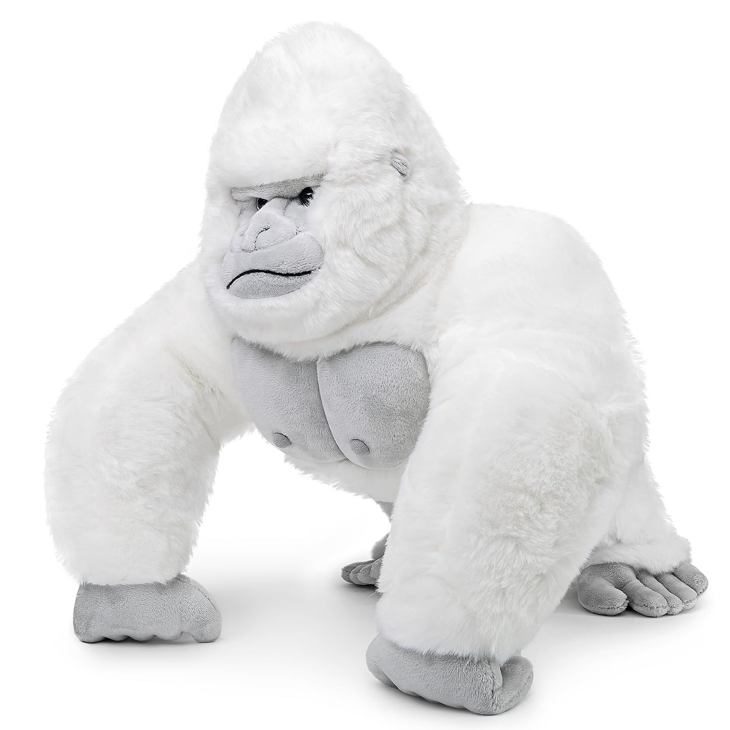 Zhongxin Made Albino Gorilla Plush Toy, Realistic Albino Gorilla Stuffed Animals 15In, Unique Forest Plushie Toys Model Dolls Collection For Kids