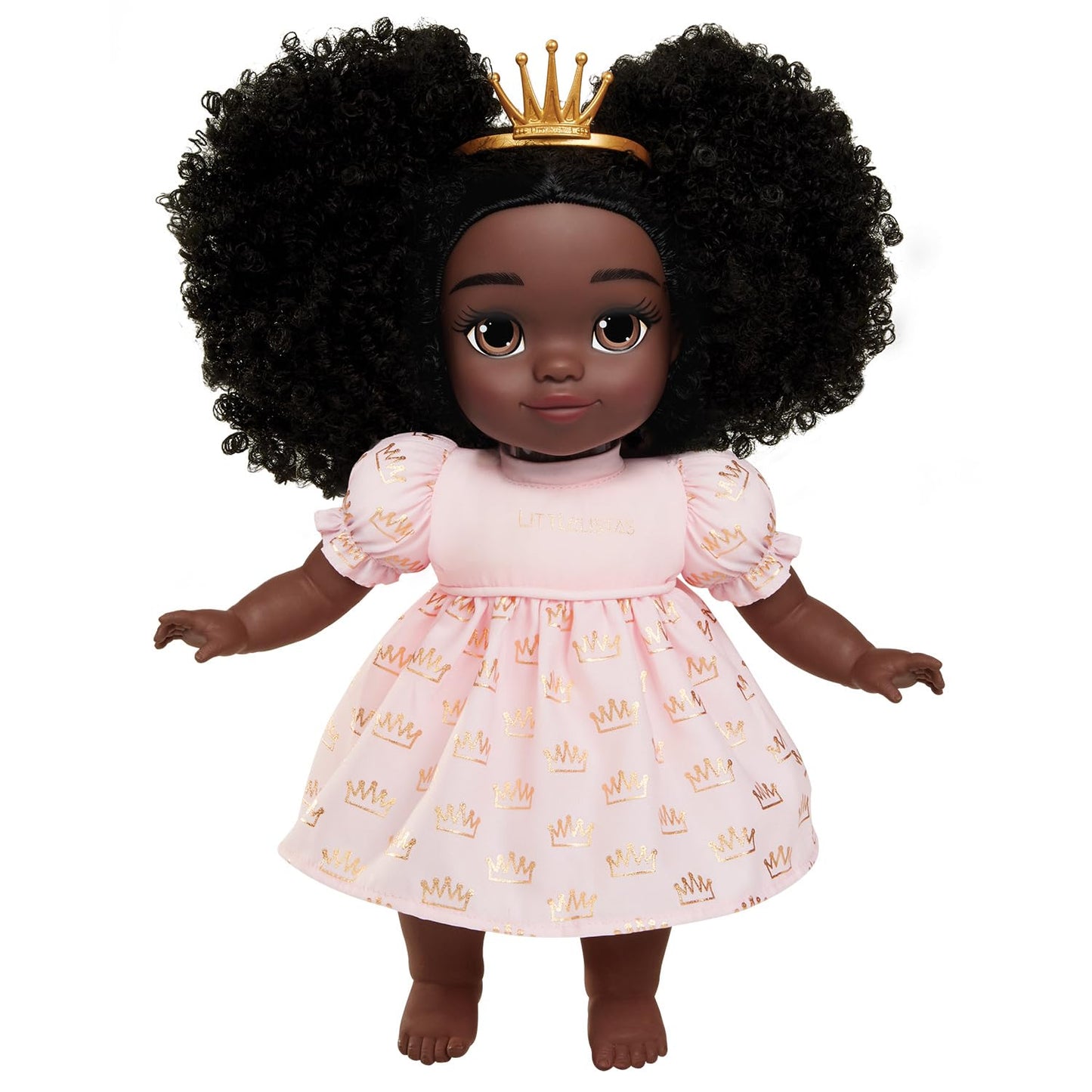 Purpose Toys Littlelistas Lily 14-inch Crowned Natural Hair Baby Doll & Accessories, Curly 3C Textured Hair, Deep Brown Complexi