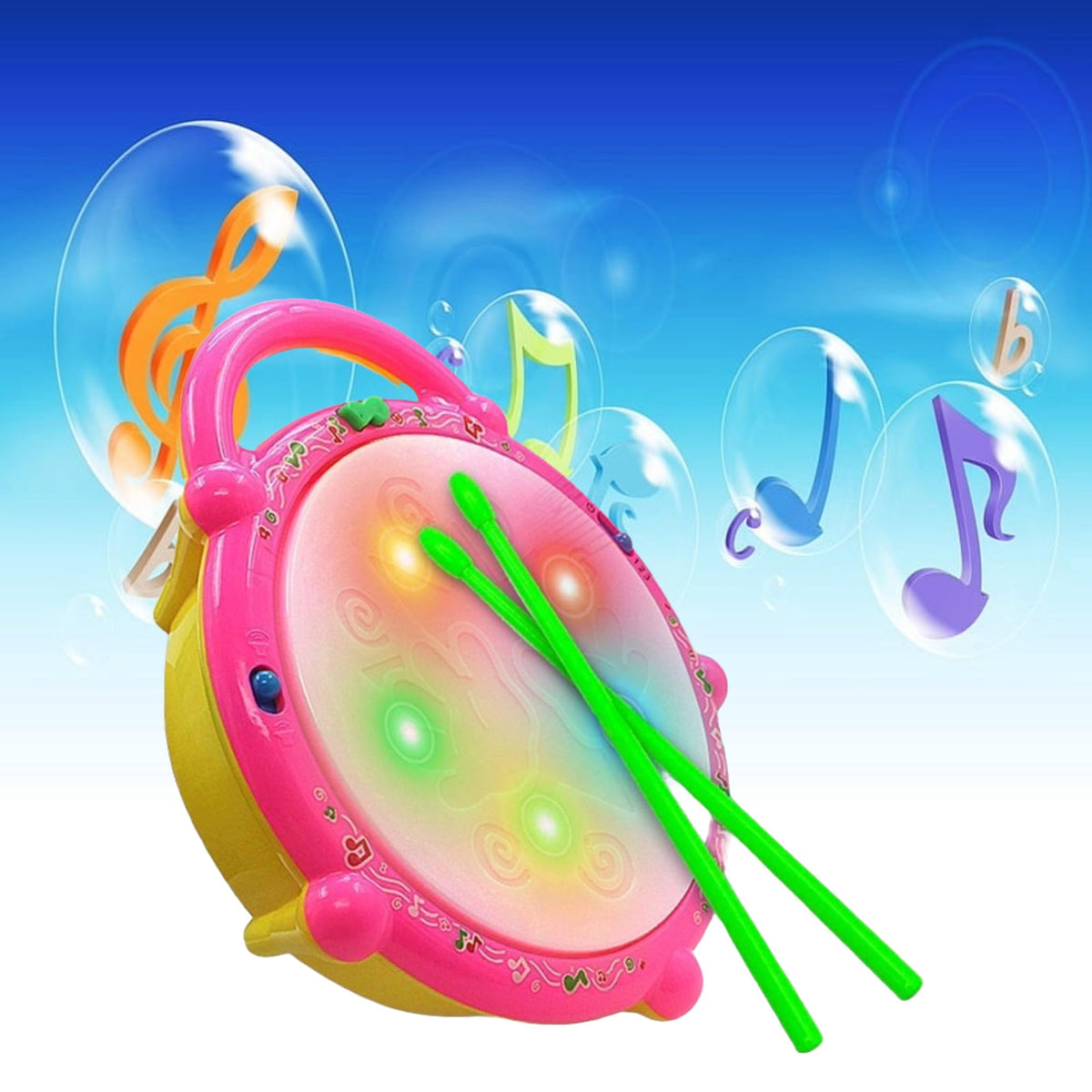 Ap Sinha Musical Flash Drum Toy For Kids  5 Color Lights, 3 Game Modes, 9 Songs & Drum Sounds