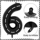 Race Car 6 Balloons, 40 Inch Racetrack Number 6 Balloon, Large Foil Mylar Racetrack Black 6 Balloon For 6 Year Old Birthday Race