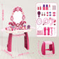 Deao Toddler Vanity Makeup Table Toy With Mirror & Chair,Kids Vanity With Light&Music,Pretend Play Makeup Toy With Hair Dryer To