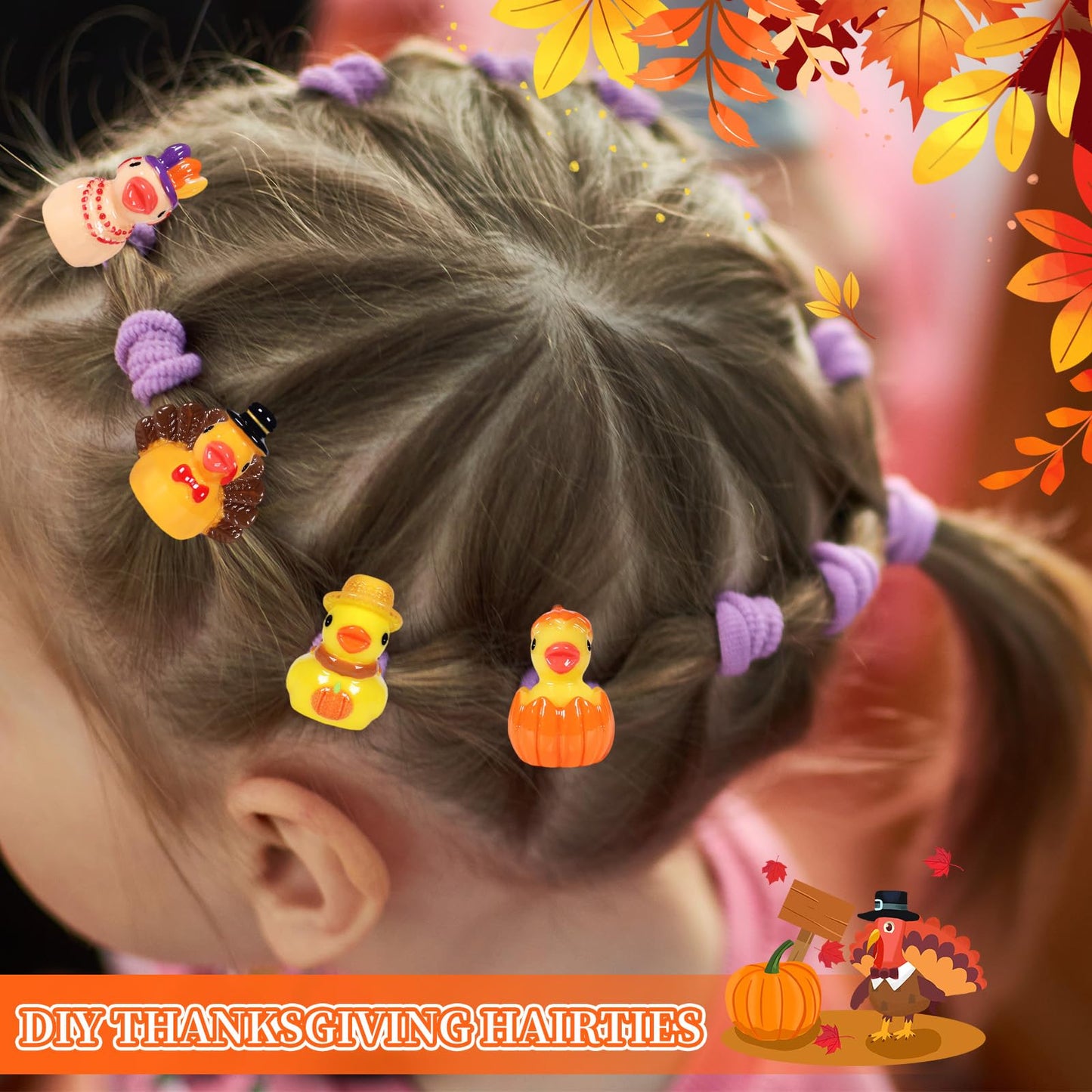 48 Pcs Thanksgiving Mini Resin Ducks  Tiny Miniature Turkey Ducks Figurines  Novelty Thanksgiving Tiny Turkey Ducks for Party Favors Gift Decoration