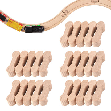 25 Pcs Wooden Dog Bone Track Connector, Wooden Train Connector Pieces Wooden Train Track Adapter Connector for Teens to Make Woo