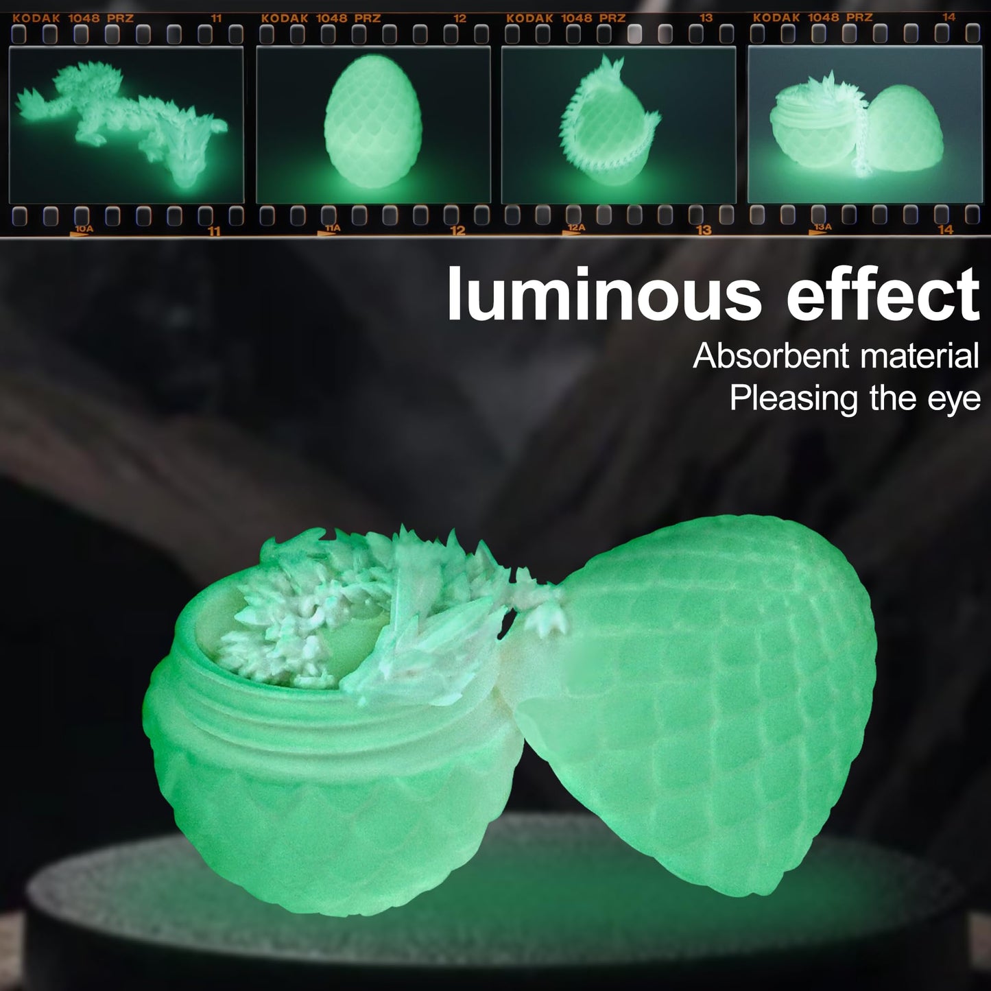 Flavery 3D Printed Dragon Egg - Tricolor with Flexible Crystal Dragon Inside, Colorful Fidget Toy, Birthday Gift, Desk Pet - 12'