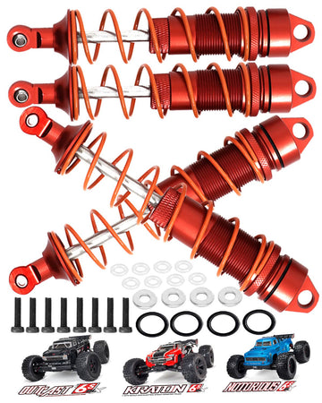 ARRCat Aluminum Big Bore Shocks Upgrades Parts for Arrma 1/8 Kraton 6S BLX Outcast 6S BLX Notorious 6S BLX,4PCS Front Rear Full 