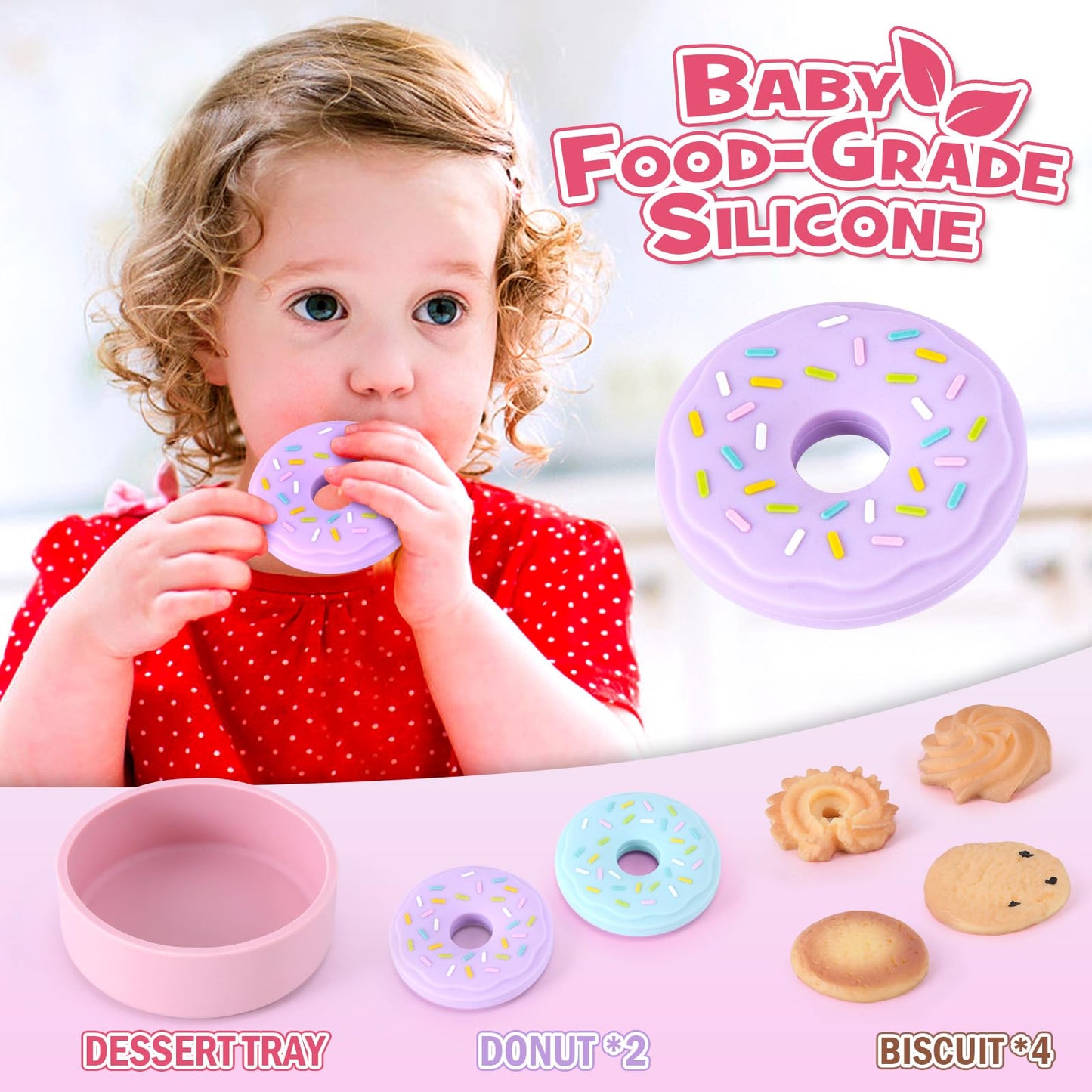 Lorfancy 20 Pcs Silicone Tea Party Set for Little Girls Kids Toddlers Tea Set with Tea Pot Cups Food Pretend Play Kitchen Access