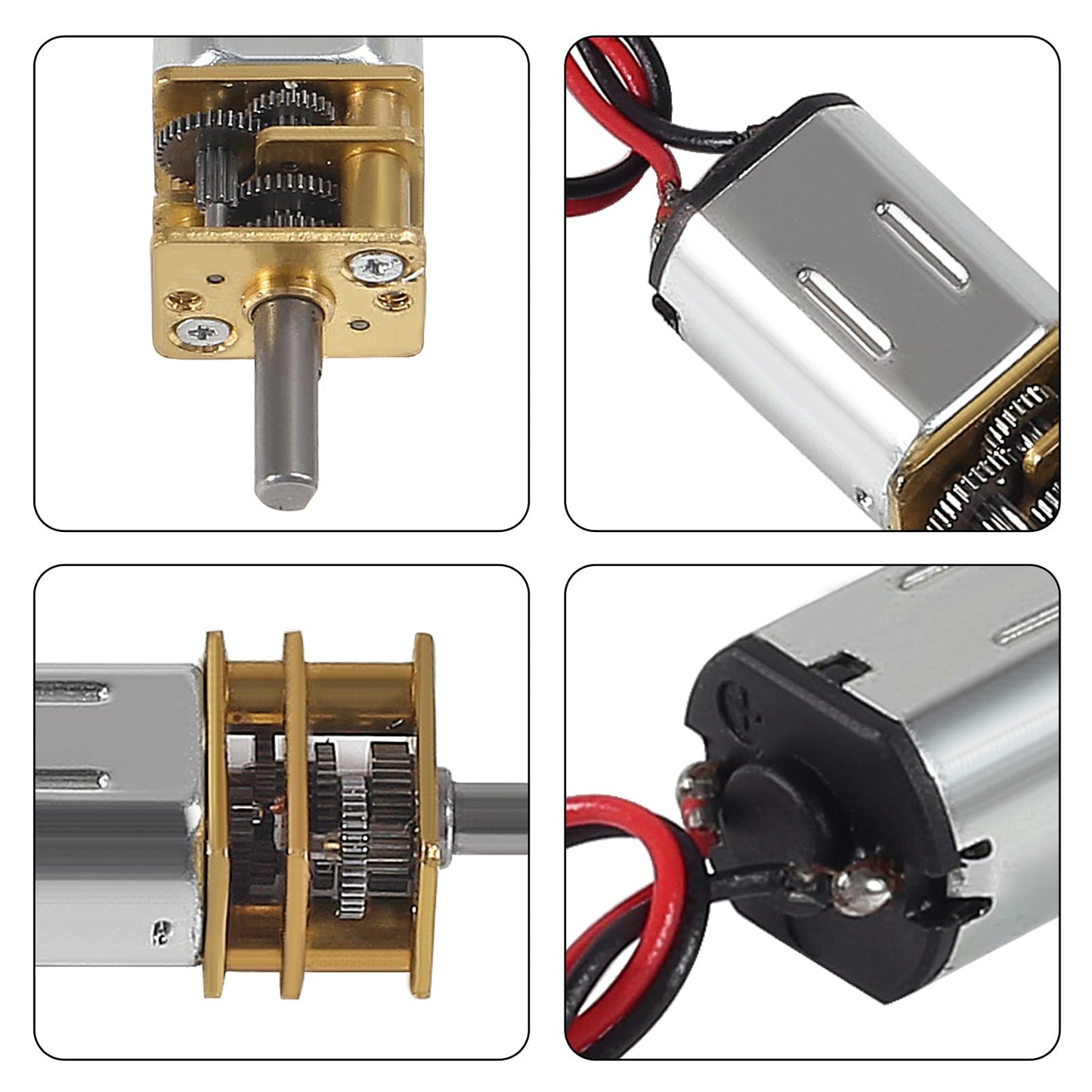 XIITIA 4pcs DC 3V-6V Mini N20 Gear Motor Slow Speed Full Metal Gearbox with Terminal for Smart Car DIY RC Toys