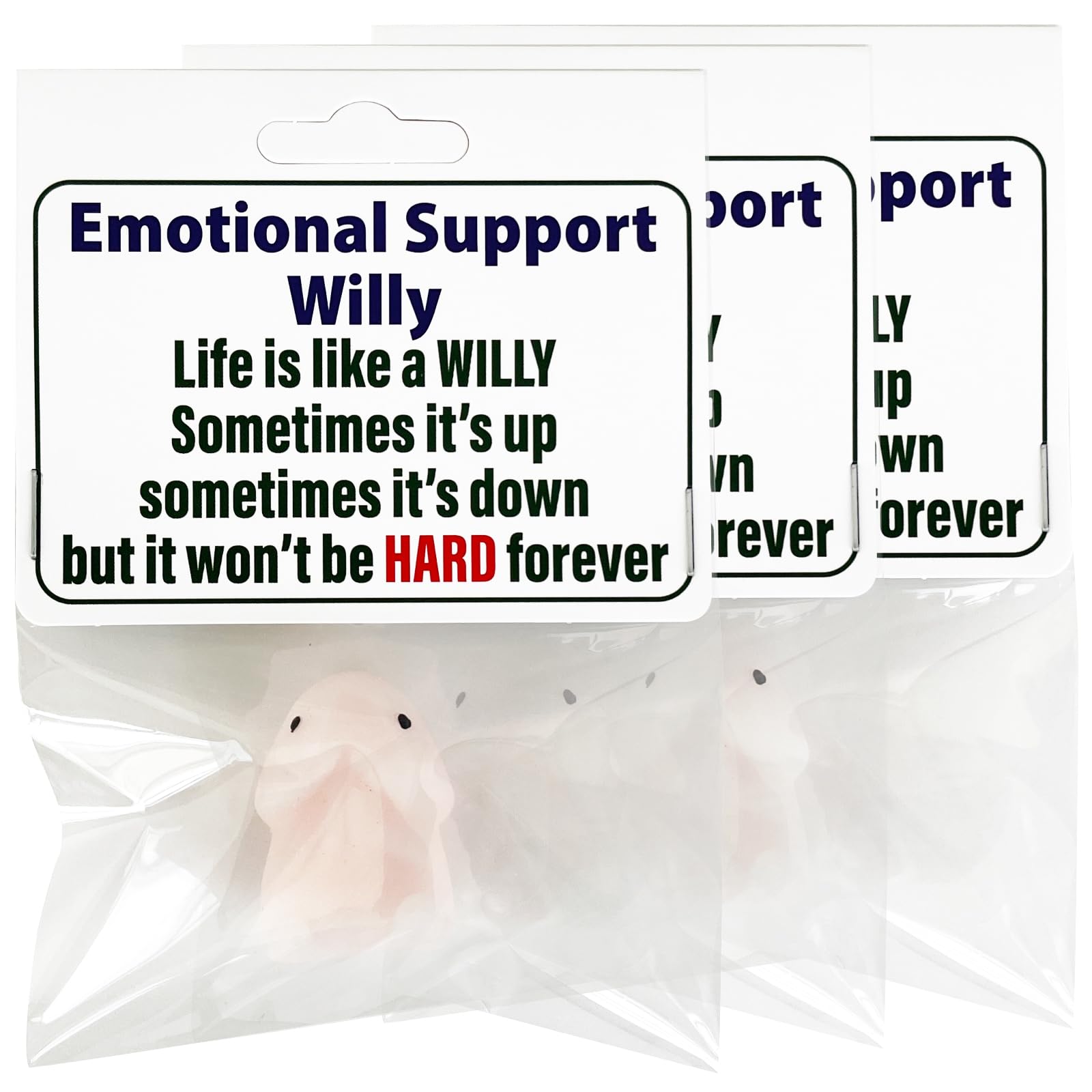 PHAWNGU Emotional Support Willy - 3 Pack Stress Relief Gag Toy  Funny mature-themed Humor Gift for Friends  Coworkers  White Elephant  Secret Santa  Stocking Stuffers