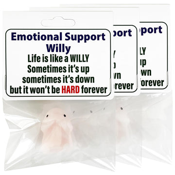 PHAWNGU Emotional Support Willy - 3 Pack Stress Relief Gag Toy  Funny mature-themed Humor Gift for Friends  Coworkers  White Elephant  Secret Santa  Stocking Stuffers