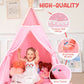 Gamenote Teepee Tent For Kids Indoor Tents With Mat, Inner Pocket, Unique Reinforcement Part - Foldable Kids Play Tent Canvas Tipi Childrens Tents For Girls & Boys (Pink)