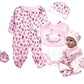 Reborn Baby Doll Clothes 22 Inch Flowers & Deer 5Pcs Set For 20-23 Inches Reborn Baby Girl Newborn Alive Doll Clothes