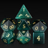 DNDND Cat's Eye Gemstone Dice, 7 PCS Green Stone Dice with Grogeous Gift Case for DND Dungeons and Dragon Tabletop Game (Green C