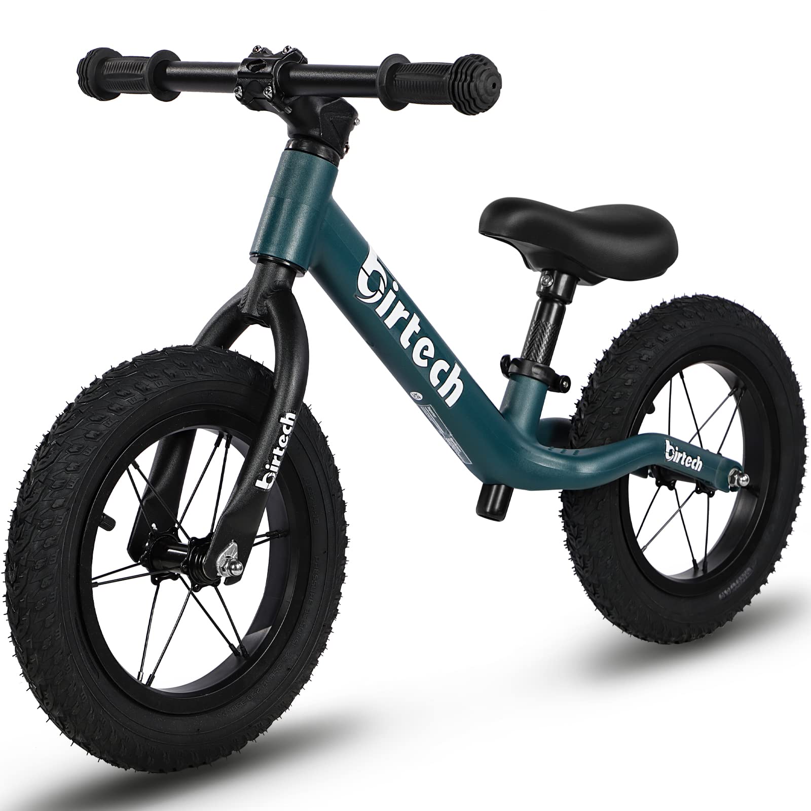 12' Balance Bike For 2, 3, 4, 5, 6 Year Old Boys And Girls, Lightweight Nylon Frame Toddler Training Bike No Pedal Bikes For Kids With Adjustable Seat And Air Tires (Green)