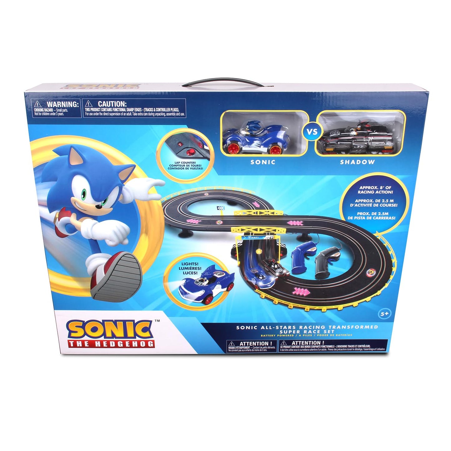 NKOK Sonic & Shadow RC Slot Car Set - Counts Laps, Working Lights, Black, Model 81562, Great for Kids Ages 5 and Up