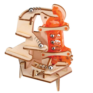 Marbleocity Triple Play 4-Bar Link — Build A Wood Marble Machine — Tinkineer Stem Kit — For Ages 9+