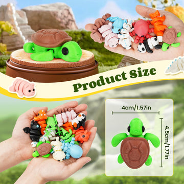 Shuwnd Mini Animals Figures Set,3D Printed Little Animals Articulated Flexible Fidget Toy,Easter Egg Fillers,Tiny Animals Figurines Exquisite Cute Pet Toy.
