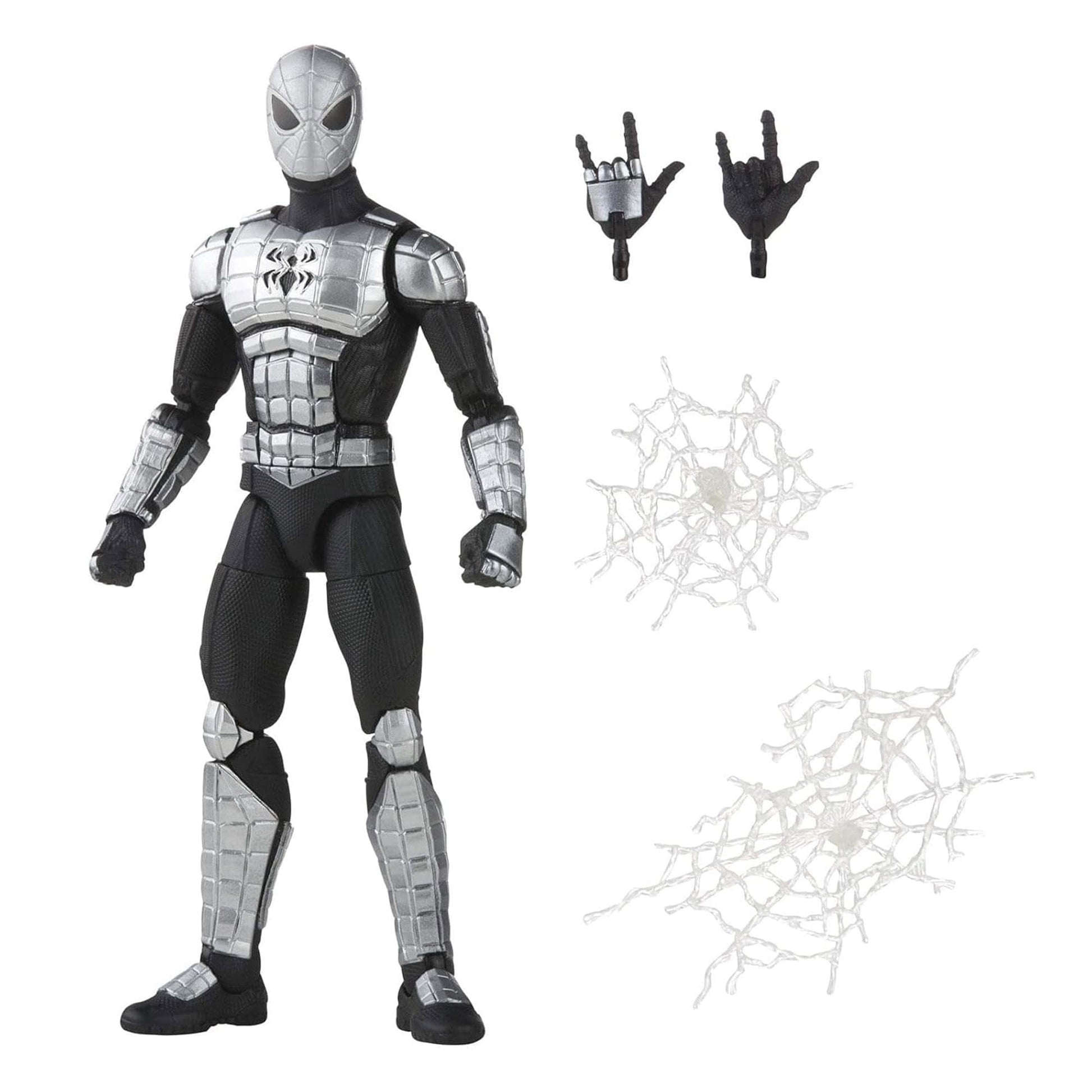 Spider-Man Marvel Legends Series 6-inch Spider-protective covering Mk I Action Figure Toy  Includes 4 Accessories: 2 Alternate Hands and 2 Web FX