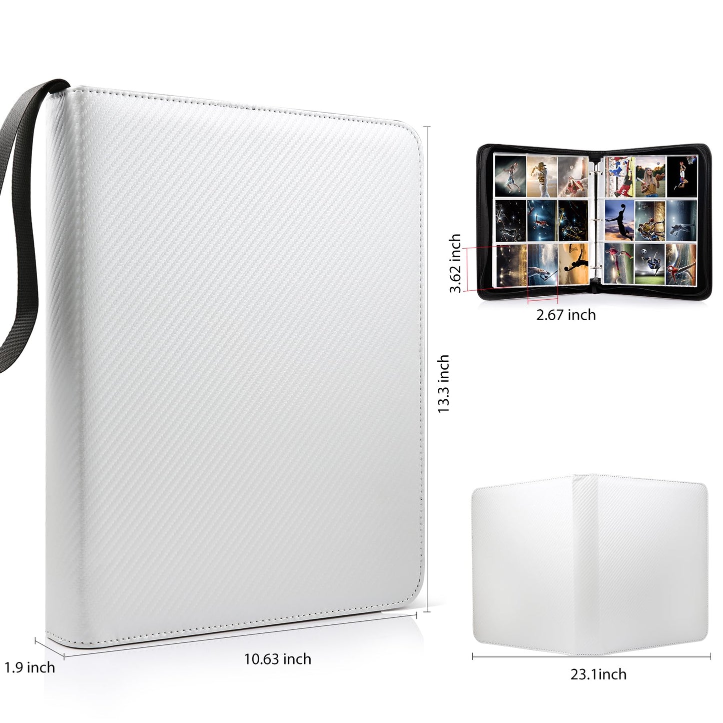 Wot I Trading Card Binder, 900 Pockets Baseball Card Binder Sleeves With Zipper, Double Sided Pockets Card Holder Carry Card Cas