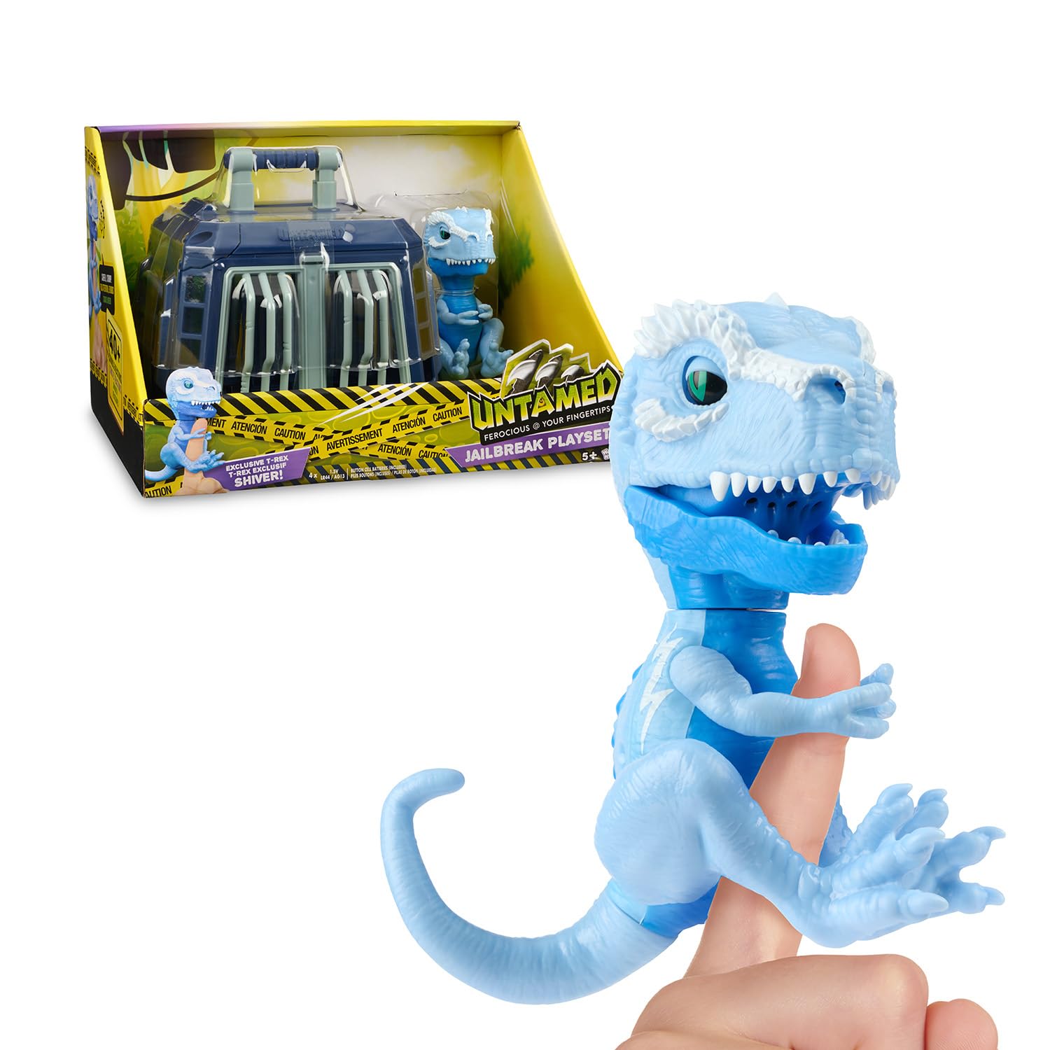 Untamed Jailbreak Playset with 1 limited availability Interactive T-Rex  Shiver (Light Blue)  Dinosaur Cage and Carrying Case (Ages 5+)