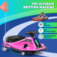 360 Degrees Rotating Ride On Drift Car, 24V Electric Drifting Go Kart For Kids W/Replacement Wheels, High/Low Speed, 24V Brushless Motor, Flashing Lights, Flag, Music,Bluetooth (Pink)