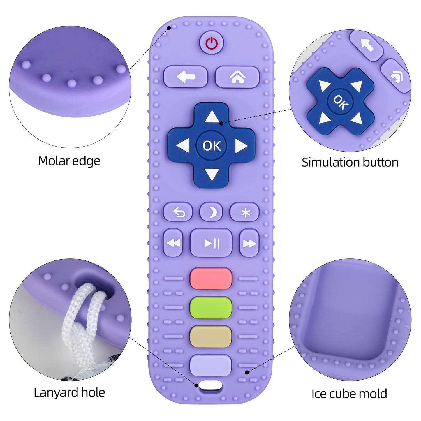 Chuya Silicone Baby Teething Toy Remote Control Shape Chew Toy For Babies 3-6 Months 3-24 Months, Teether Relief Baby Toys For Infants Tv Bpa Free(Purple)