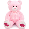 Tezituor Giant Pink Teddy Bear - 4ft Stuffed Animal with Red Heart - Plush Toy for Kids, Perfect Gift for Christmas, Birthdays, and Valentine's Day