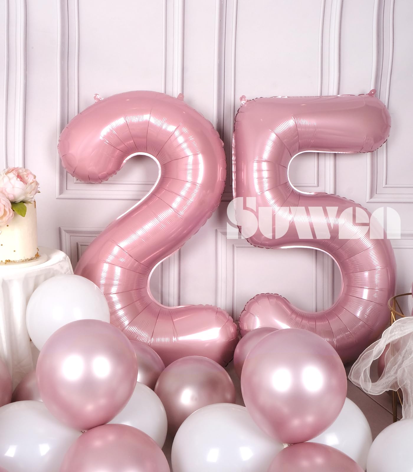 Suwen 40 Inch Large Pink 25 Balloon Numbers Big Foil Helium Number Balloons 0-9 Jumbo Happy 25Th Mylar Birthday Party Decoration